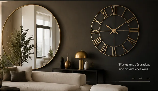 Miroir et horloge dans un intérieur